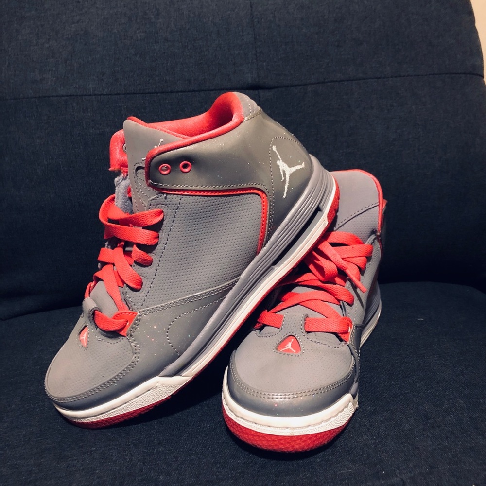 Pink and gray Jordans